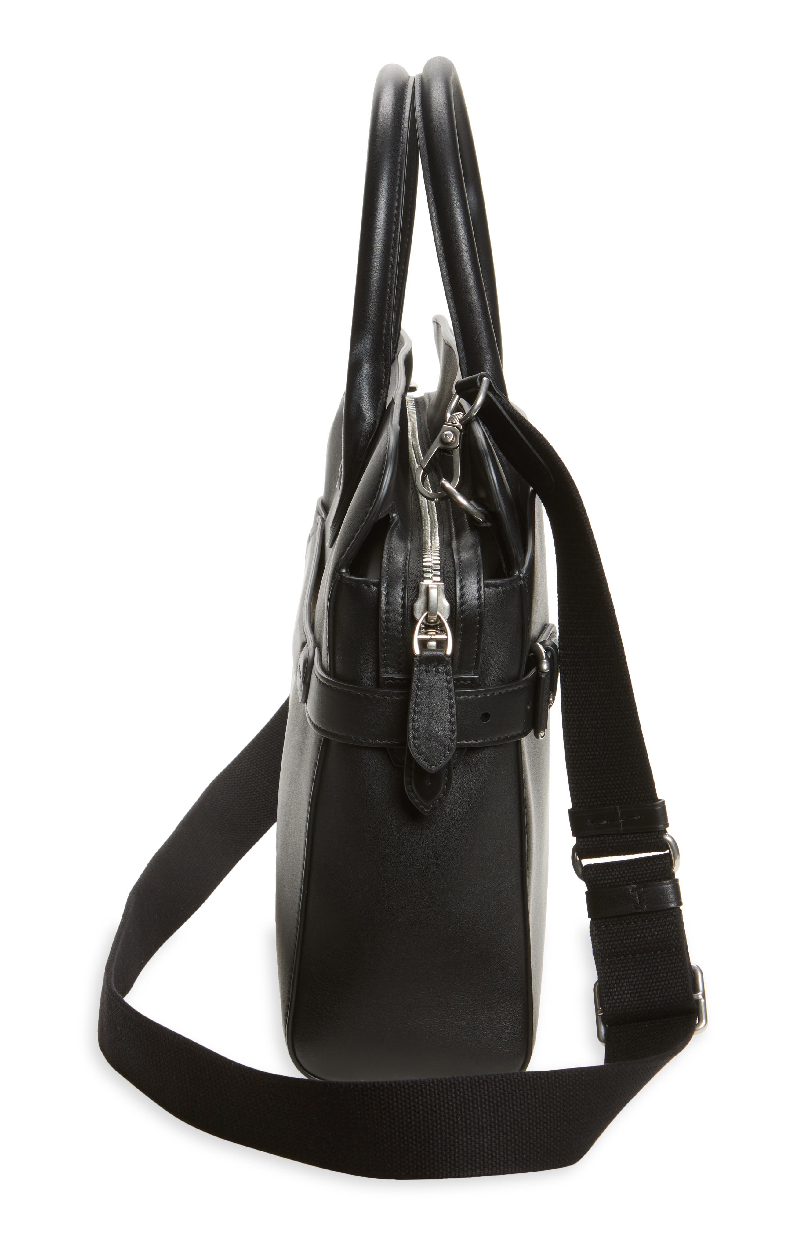 Ralph Lauren Purple Label Bedford Calfskin Leather Briefcase, Alternate, color, Black