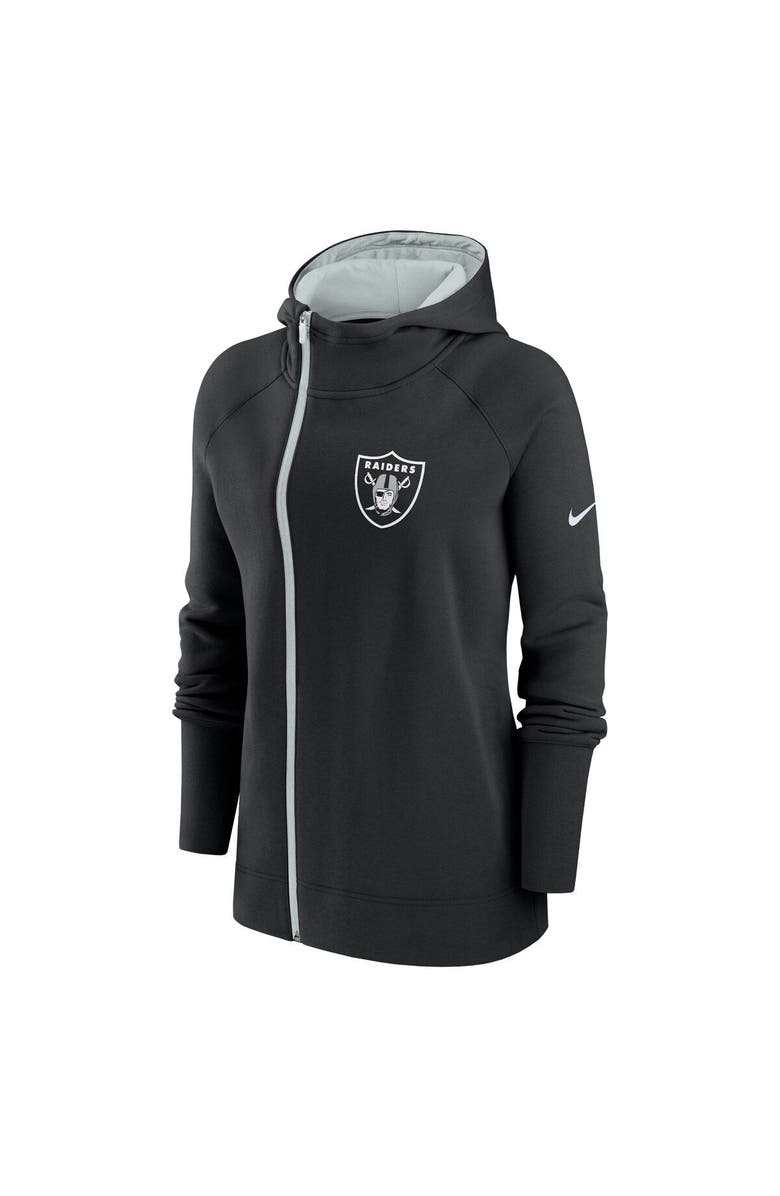 Nike Women's Nike  Black Las Vegas Raiders Asymmetrical Raglan Full-Zip Hoodie, Alternate, color, Black