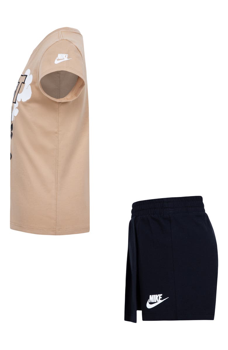 Nike Kids' Floral Just Do It Logo Graphic T-Shirt & Skort Set, Alternate, color, Black