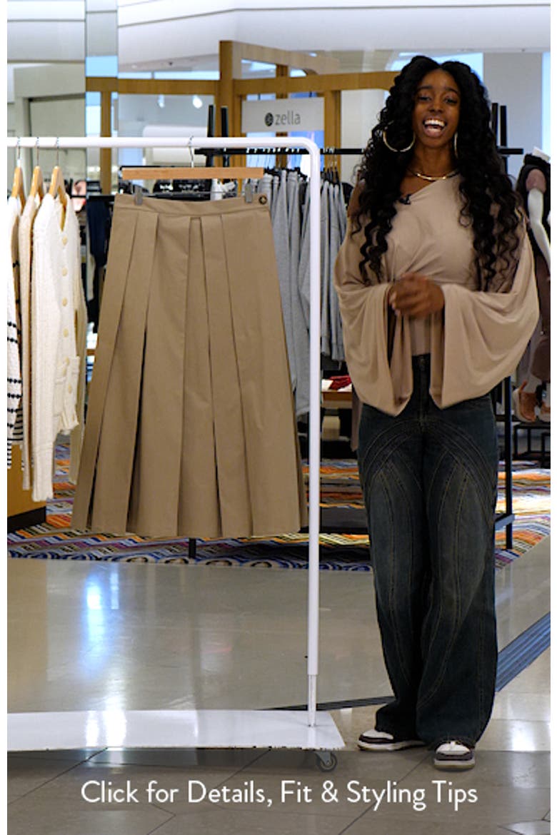 Dune Pleated Stretch Cotton Poplin Skirt video