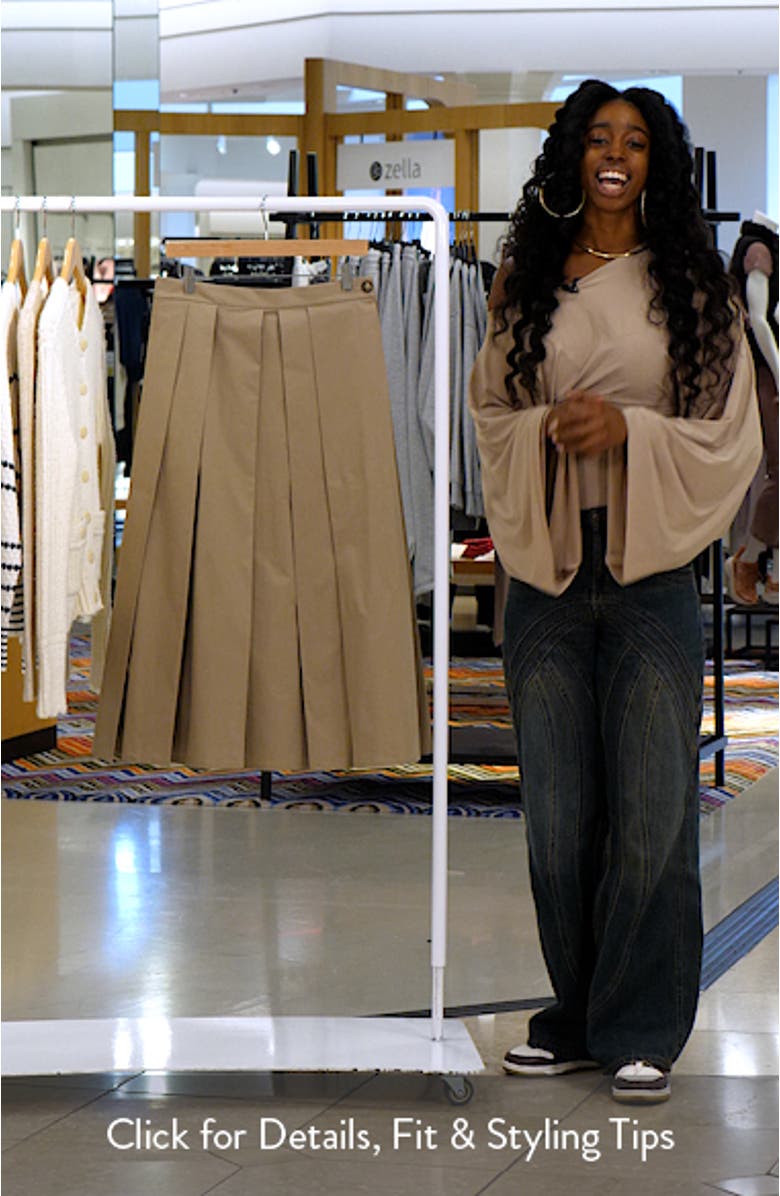 Dune Pleated Stretch Cotton Poplin Skirt, sales video thumbnail
