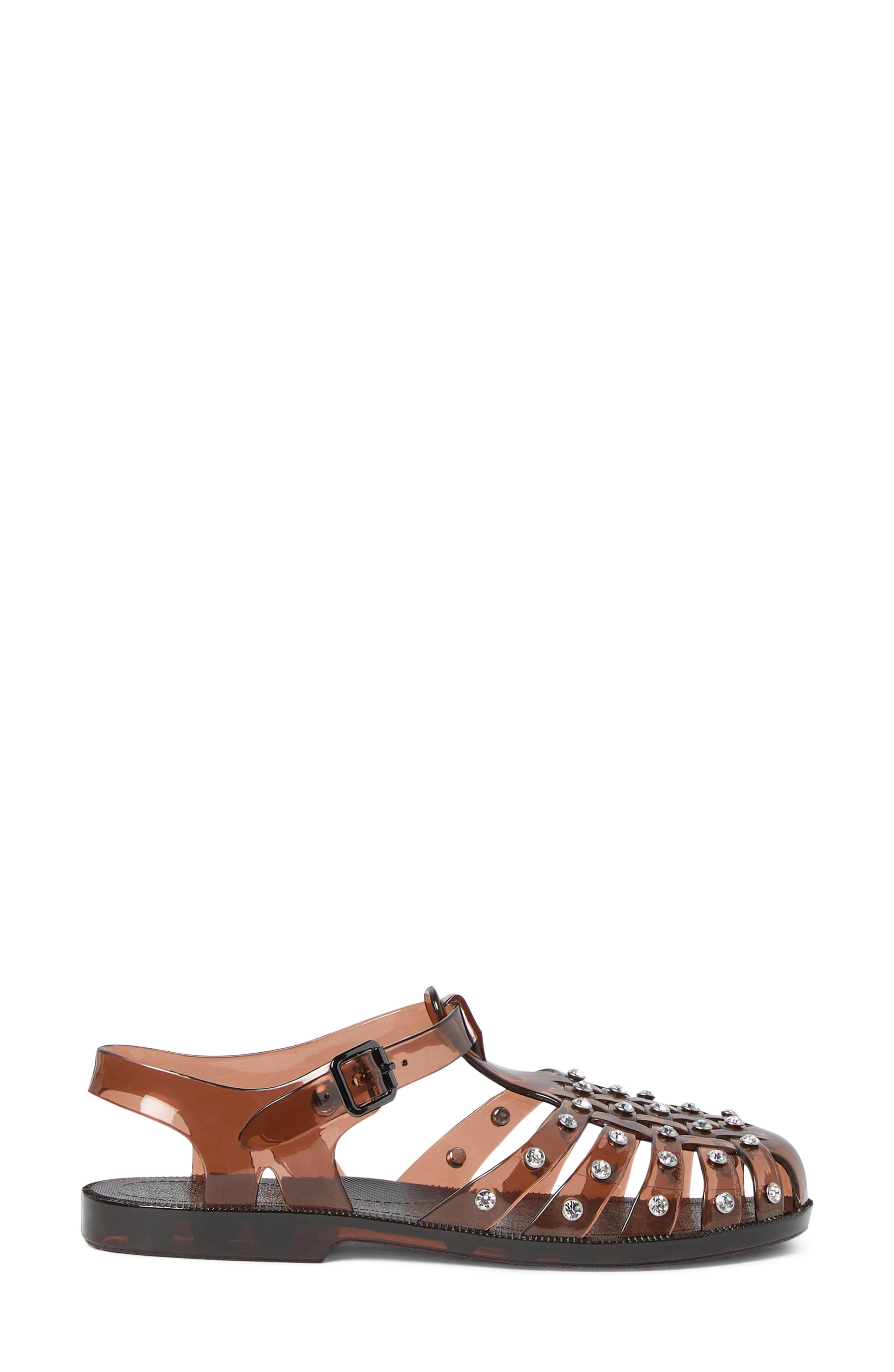 Loeffler Randall Rhys Studded Jelly Sandal, Alternate, color, Brown/ Clear
