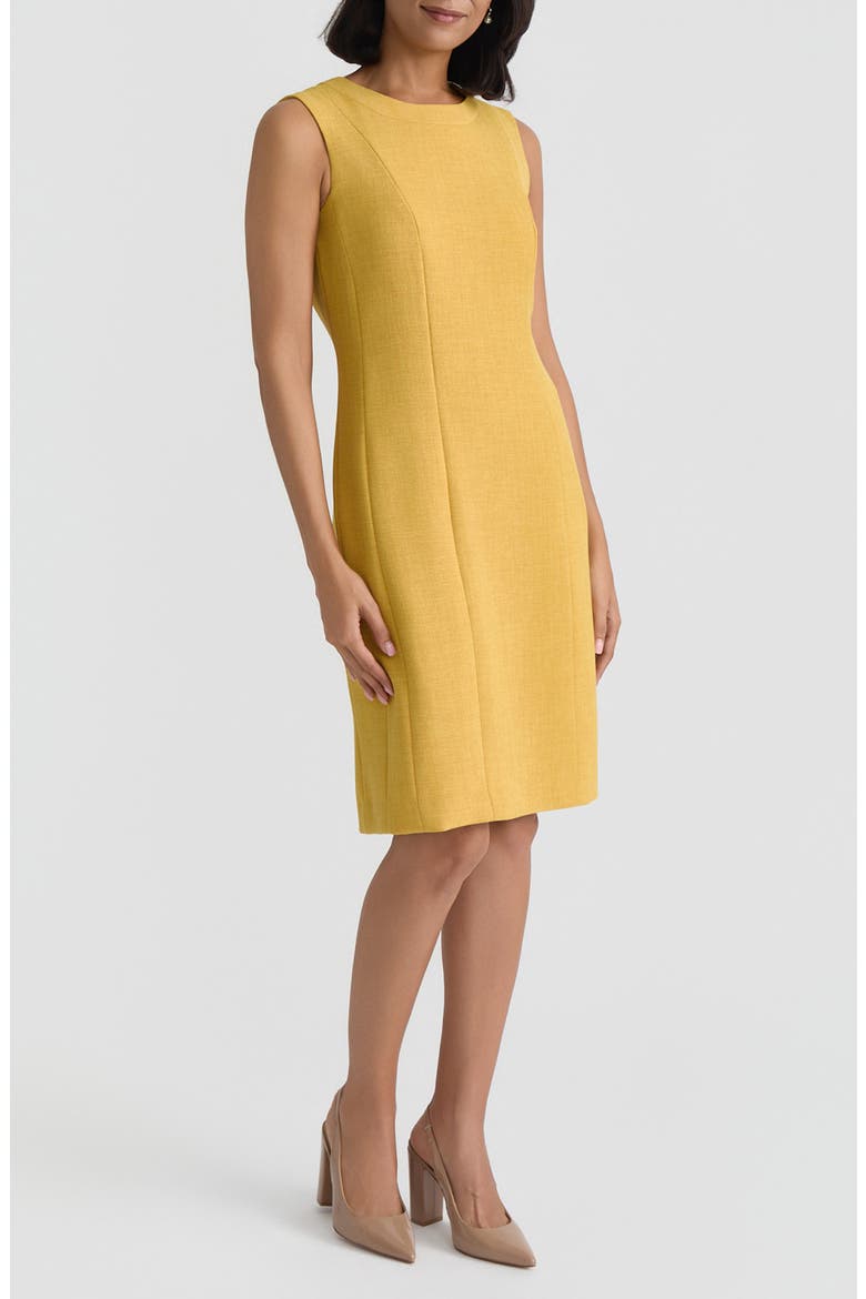 Pebble Crepe Seamed Sheath Dress, Alternate, color, BUTTERSCOTCH