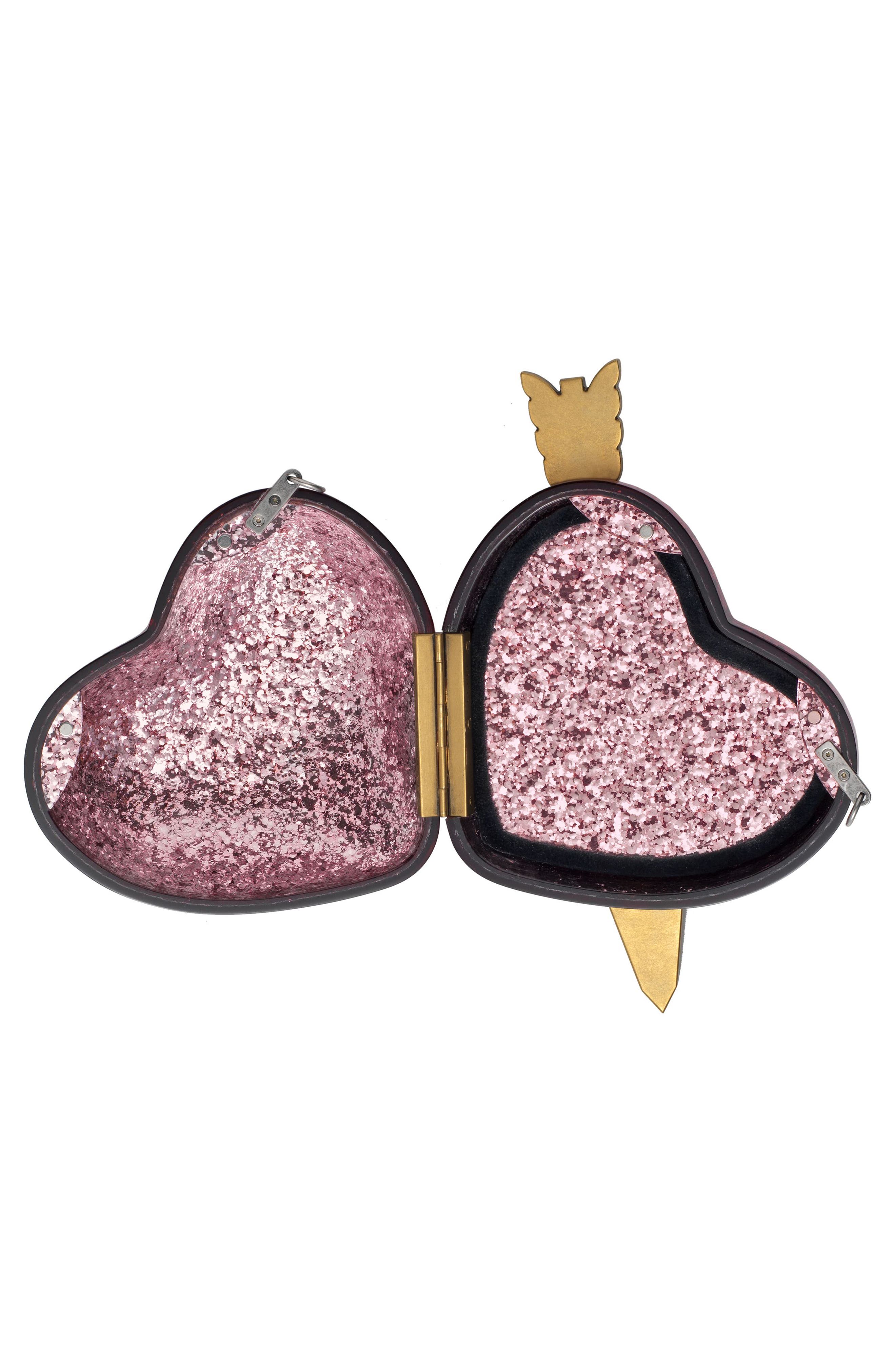 Broadway Glitter Heart Minaudière, Alternate, color, FUXIA MULTI/ CREAM