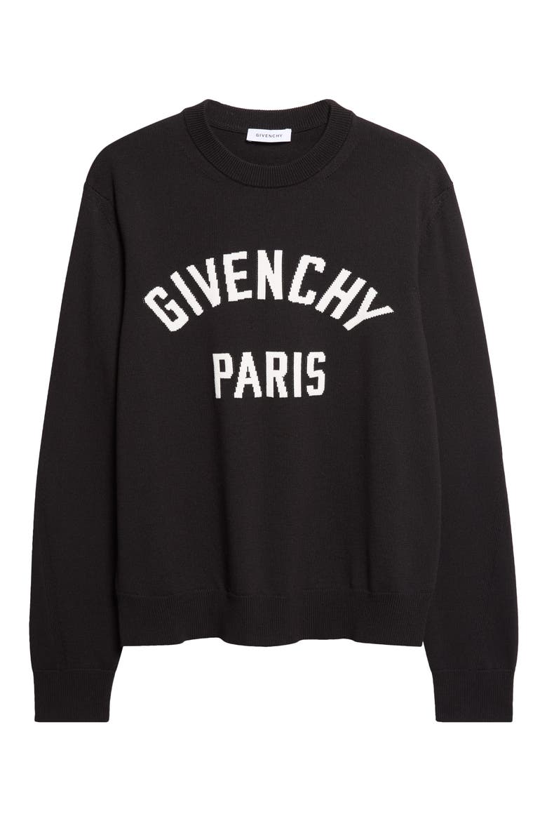 Couture Intarsia Crewneck Sweater, Alternate, color, BLACK
