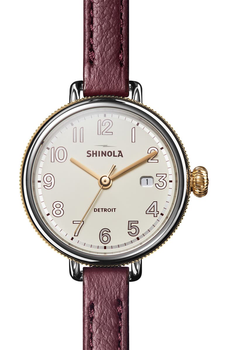 Shinola Birdy Gift Set Double Wrap Leather Strap Watch, 38mm, Main, color,