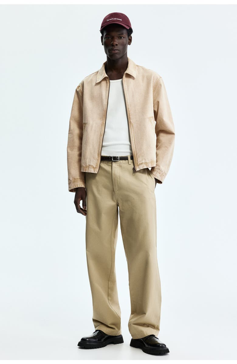 H&M Collared Cotton Jacket, Alternate, color, Beige