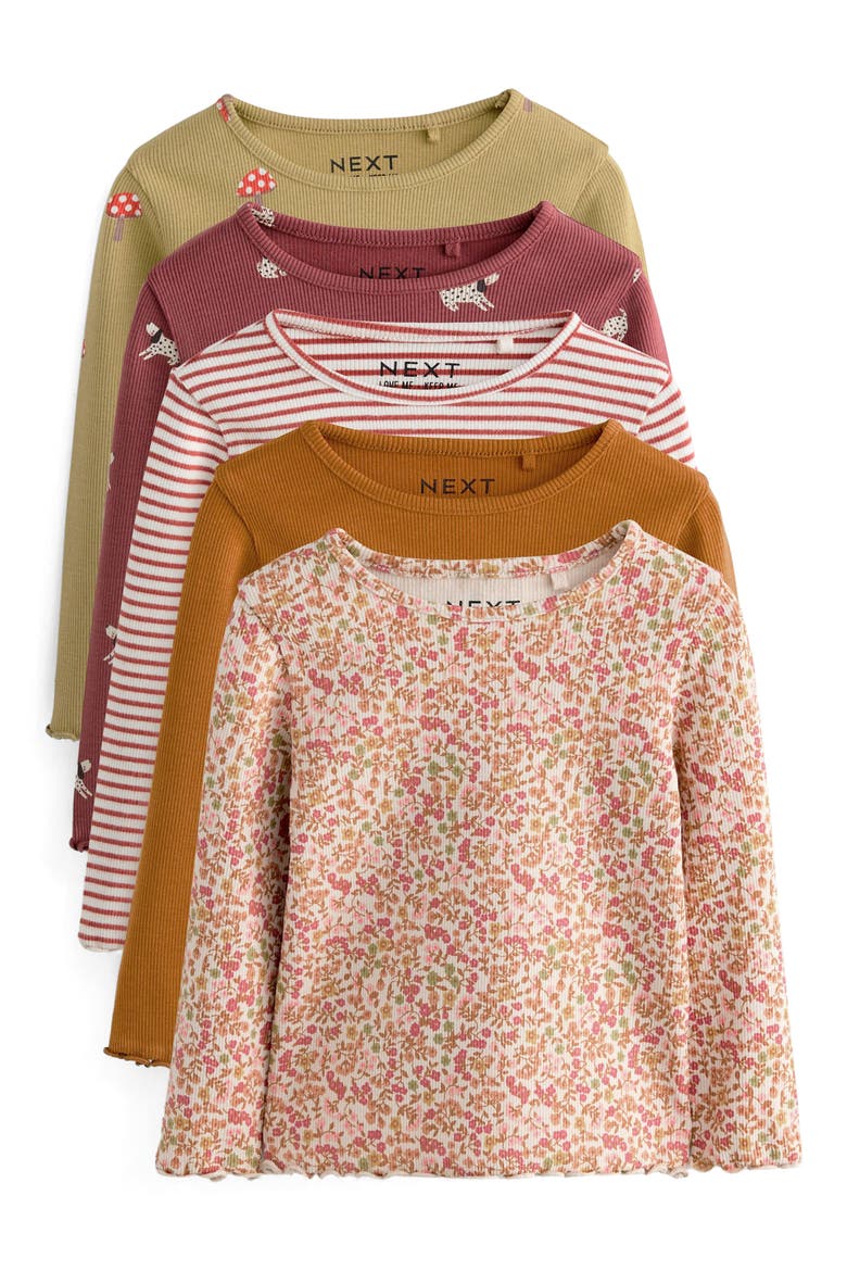 Kids' 5-Pack Ribbed T-Shirts, Main, color, ORANGE MULTI