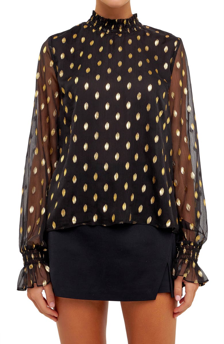 Endless Rose Metallic Polka Dot Chiffon Top, Alternate, color, 