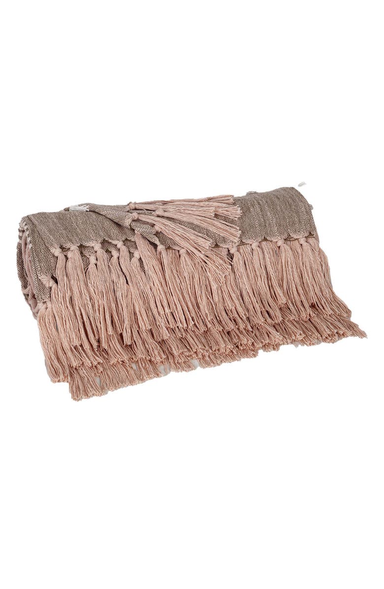 PARKLAND COLLECTION Adonia Fringe Throw Blanket, Alternate, color, Coffee Grey