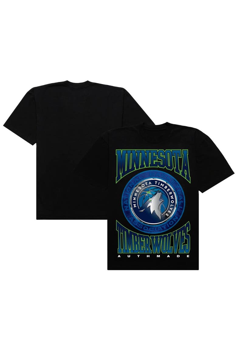 Men's Authmade Black Minnesota Timberwolves Vintage Metal Premium Heavyweight T-Shirt, Alternate, color, Black