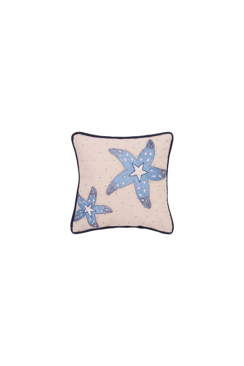 Abstract Oceanic Blue Sea Star Graphic Print Embellished Throw Pillow, 10" x 10", Main, color, Blue