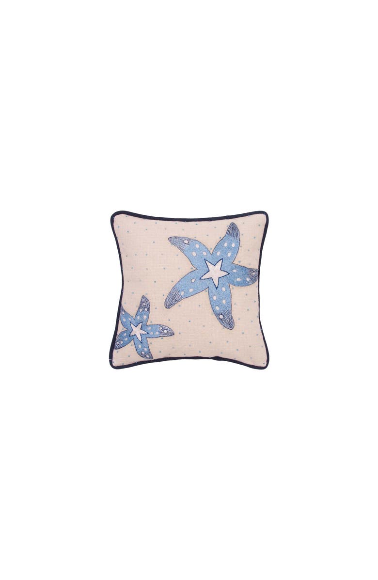 C&F Home Abstract Oceanic Blue Sea Star Graphic Print Embellished Throw Pillow, 10" x 10", Main, color, Blue