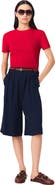 maje Linen-blend Bermuda shorts