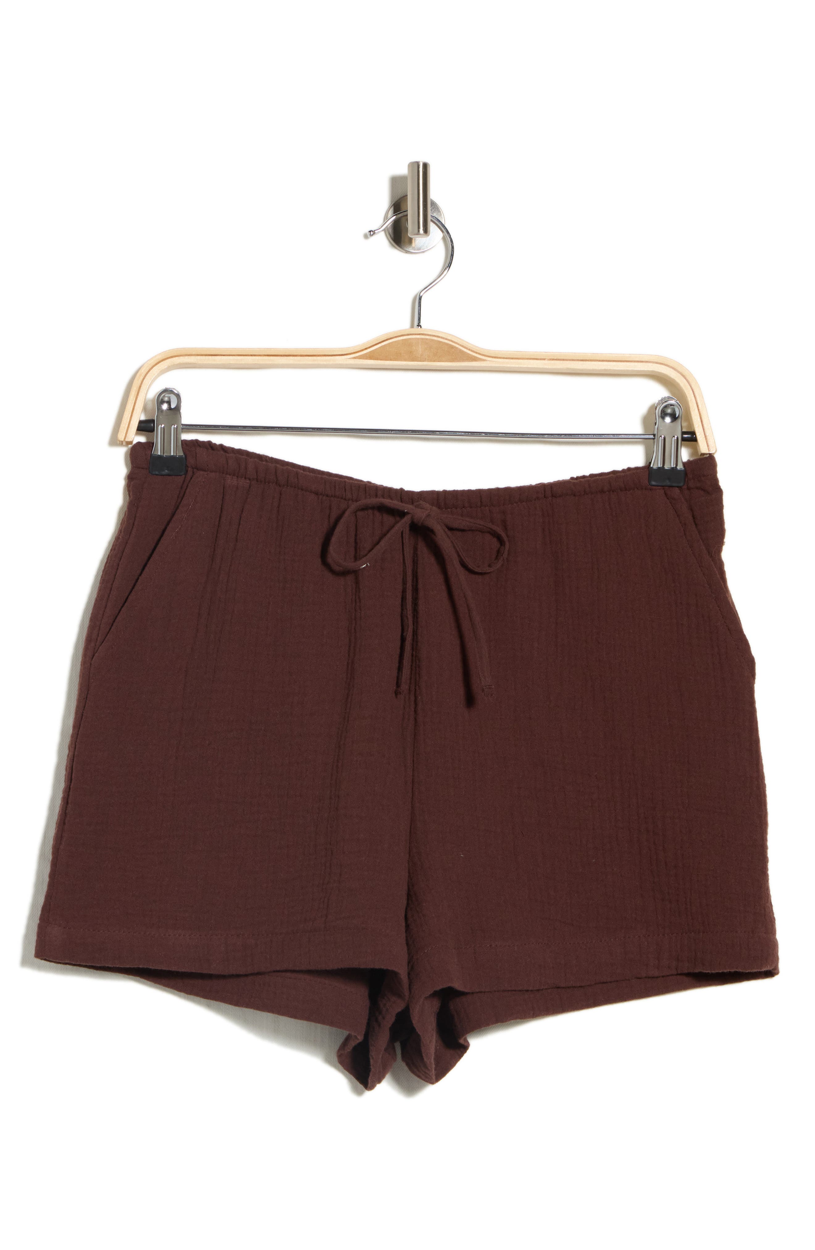 Ellen Tracy Cotton Gauze Drawstring Shorts