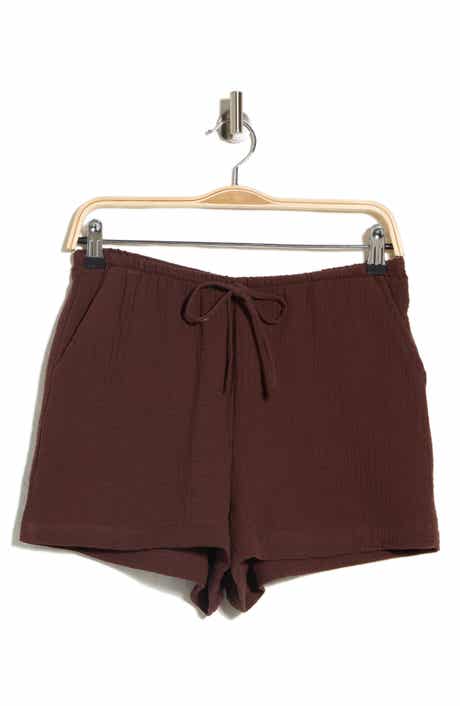 Ellen Tracy Cotton Gauze Drawstring Shorts