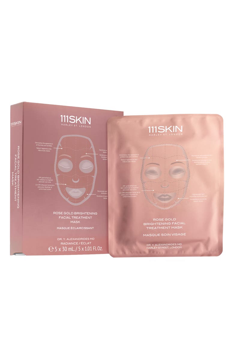 111SKIN 5-Pack Rose Gold Brightening Facial Treatment Mask, Alternate, color,