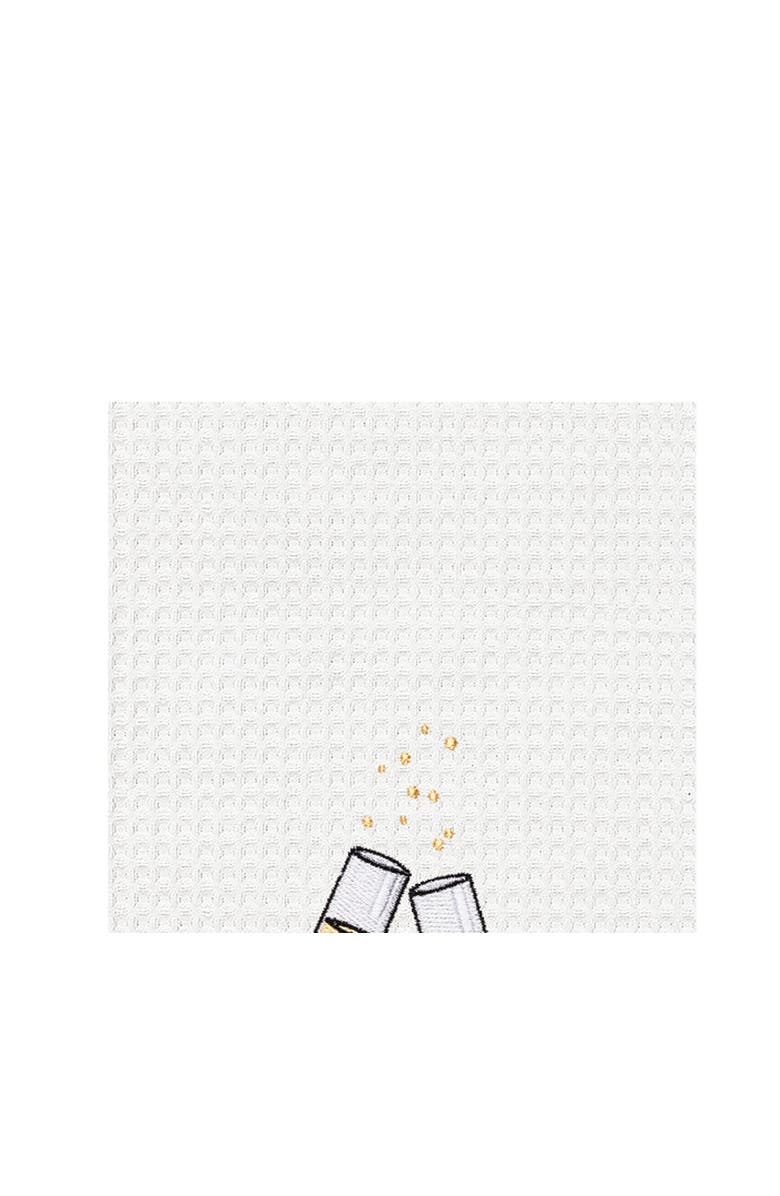 C&F Home "Let's Get Fizzical" Bubbly Champagne Glasses Funny Waffle Weave Embroidered Dishtowel, Alternate, color, Yellow