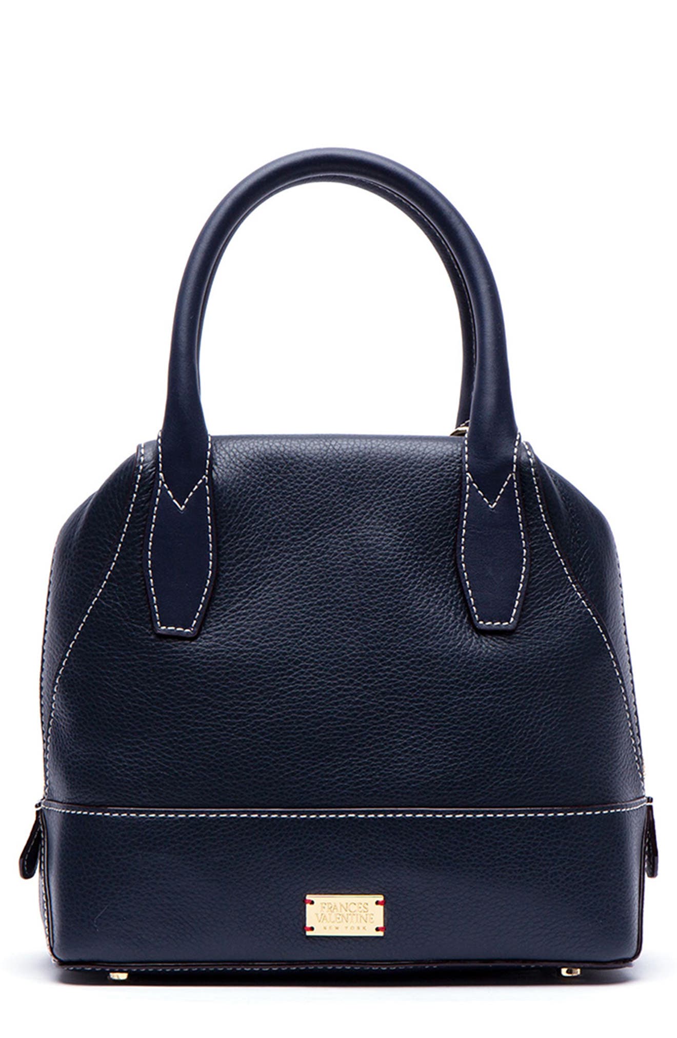 Small Abby Leather Satchel, Main, color, NAVY