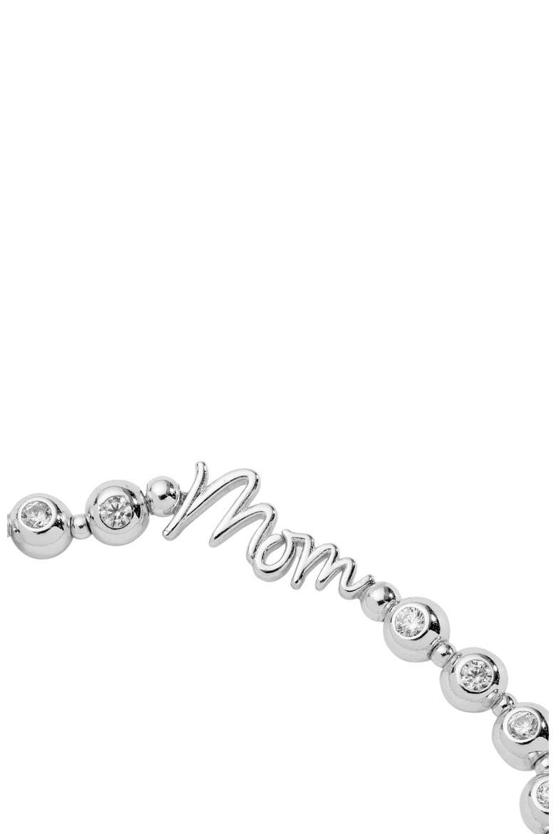 Mom Elongated Crystal Stretch Bracelet, Alternate, color, Silver