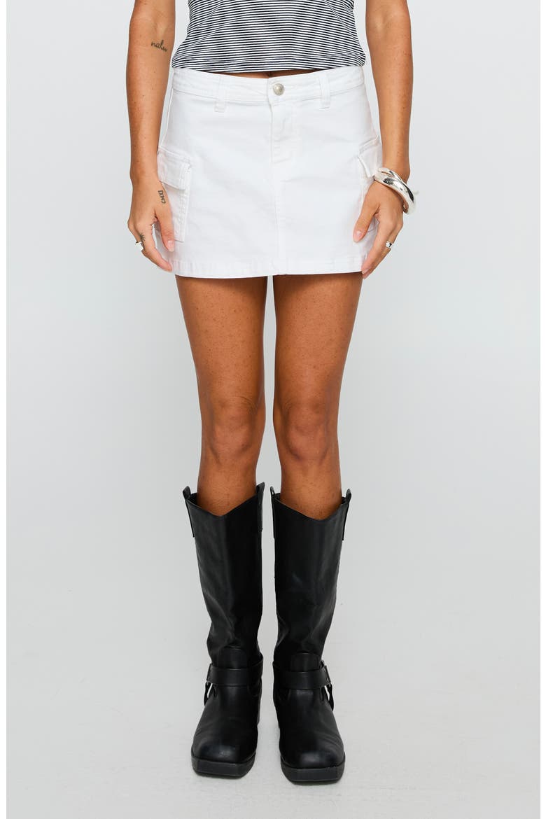 Grishea Low Rise Cargo Denim Miniskirt, Main, color, WHITE