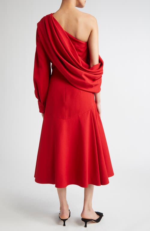 Emilia Wickstead Sehima One-shoulder Draped Crepe Midi Dress In Red