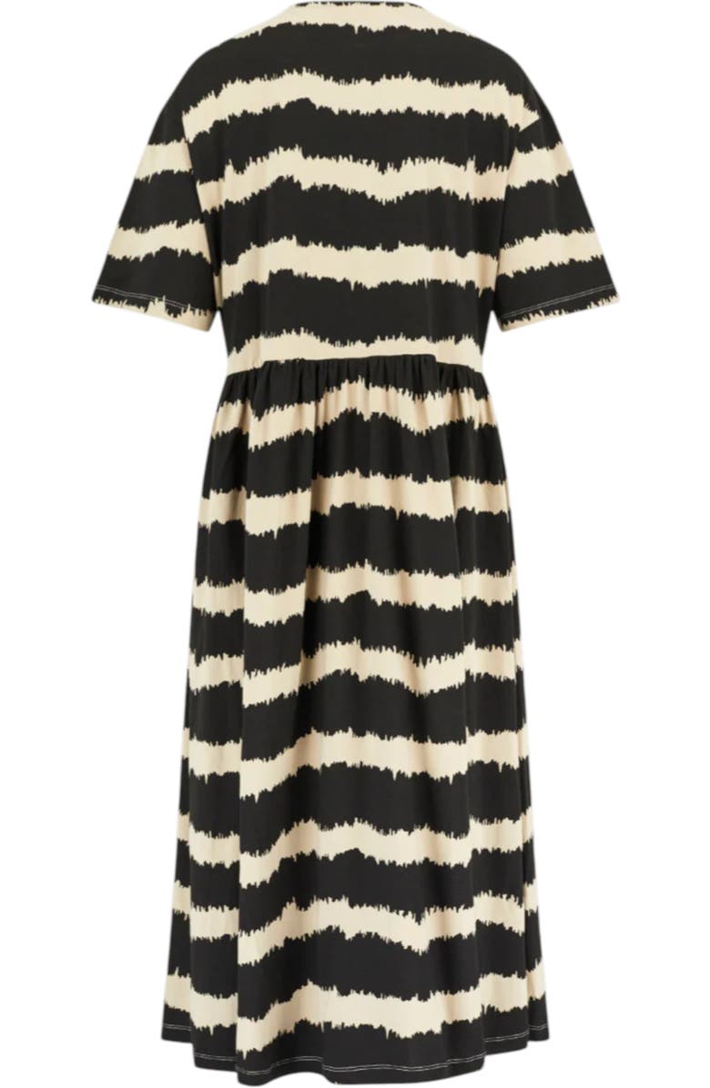 Turtledove London Organic Cotton Matilda Wavy Stripe Midi Dress, Alternate, color, Black