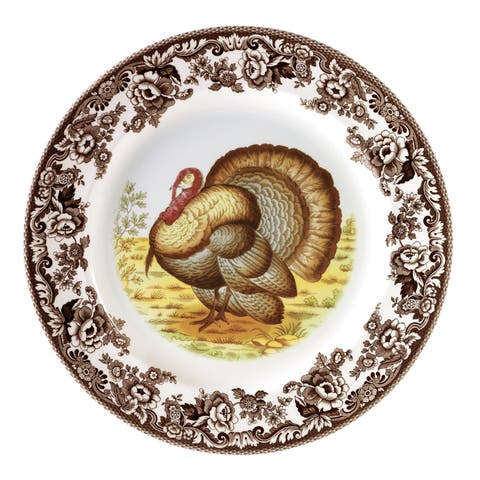 Woodland Turkey Set of 4 Dinner Plates, 10.5"