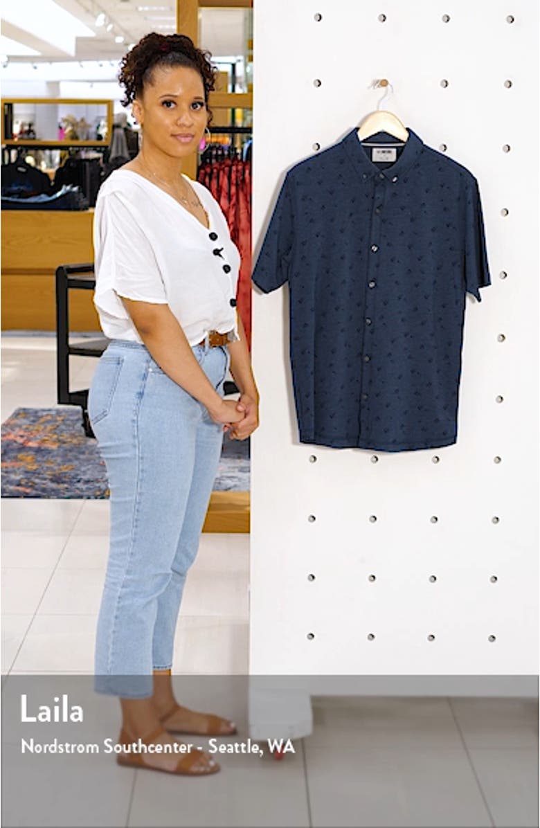 Anza Floral Print Short Sleeve Knit Button-Down Shirt, sales video thumbnail