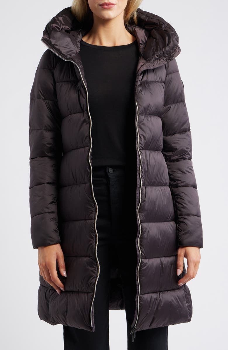 Save The Duck Lysa Water Repellent Hooded Puffer Jacket, Alternate, color, Brown Black