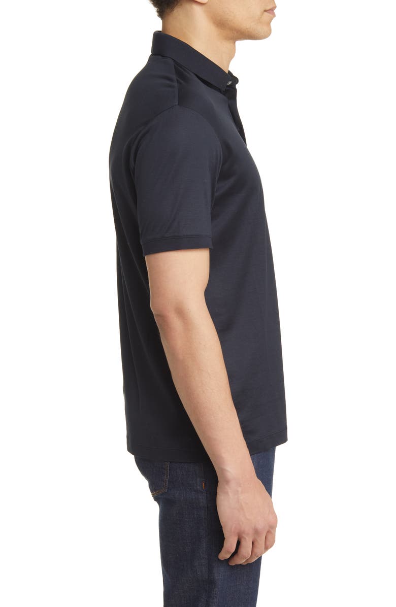Emporio Armani Lyocell & Cotton Polo, Alternate, color, Solid Blue Navy