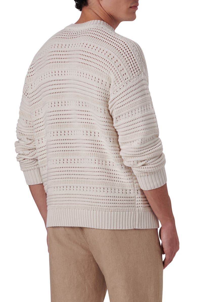 Bugatchi Cotton Crewneck Sweater, Alternate, color, Chalk