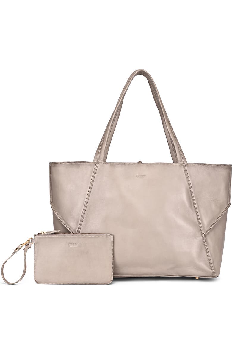 OLD TREND Wishbone Oversized Leather Carryall Tote, Main, color, Grey