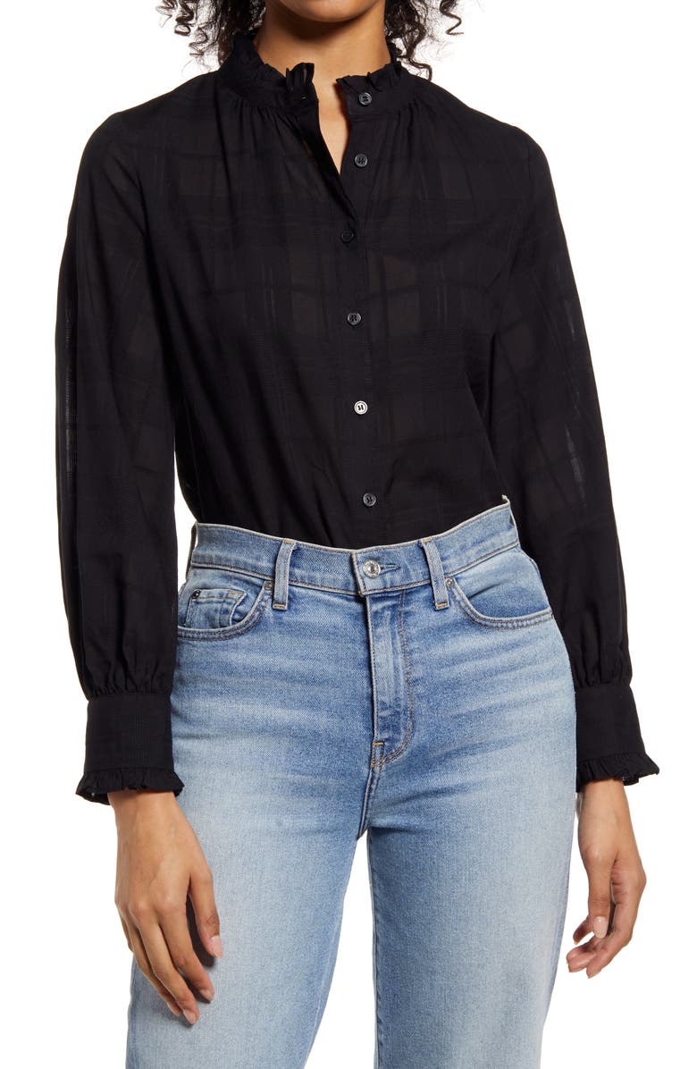 Halogen<sup>®</sup> Ruffle Button-Up Blouse, Main, color,