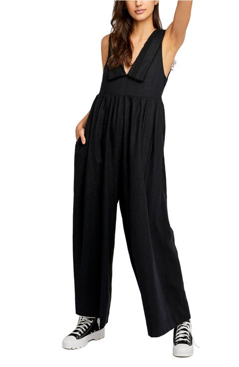 Big Love Wide Leg Linen Blend Jumpsuit