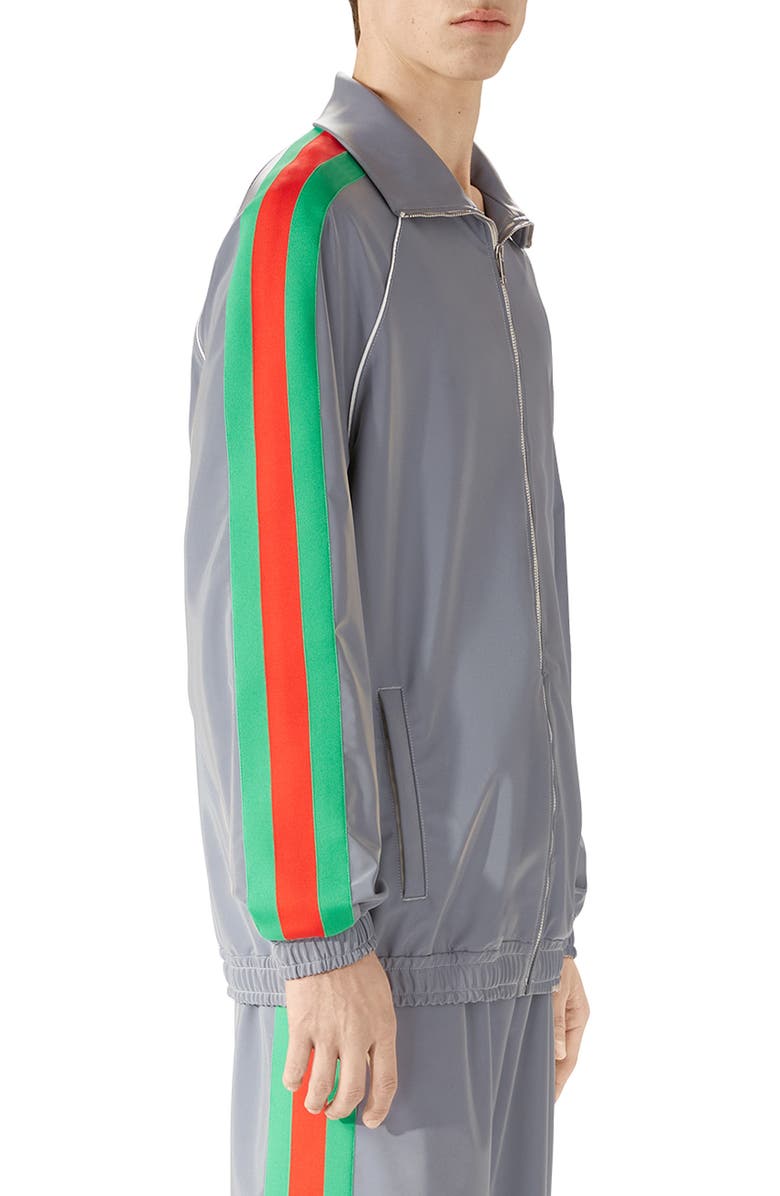 Gucci Iridescent Stretch Nylon Track Jacket, Alternate, color,
