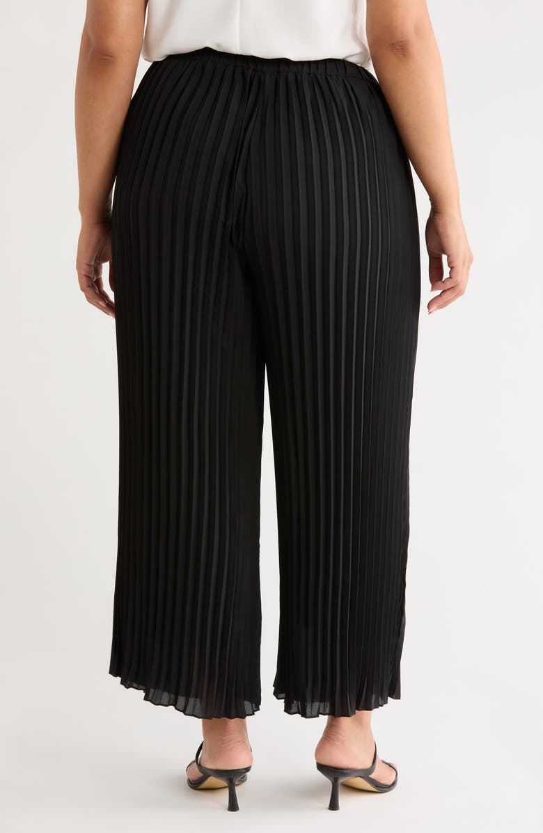Anne Klein Pleated Pull-On Crop Wide Leg Pants, Alternate, color, Anne Black