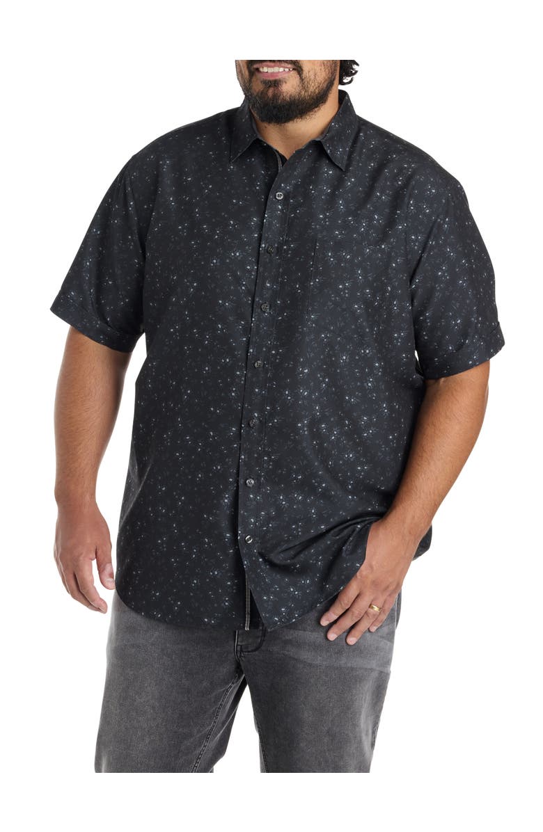 Synrgy by DXL Big & Tall Microfiber Floral Sport Shirt, Main, color, Black