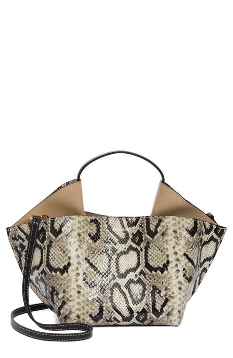 Mini Ann Snakeskin Embossed Leather Tote