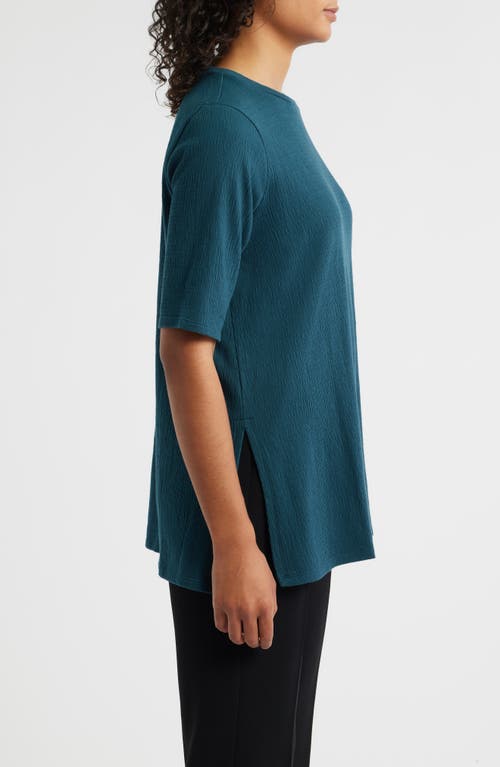 Eileen Fisher Crewneck Organic Cotton Blend Tunic In Brown