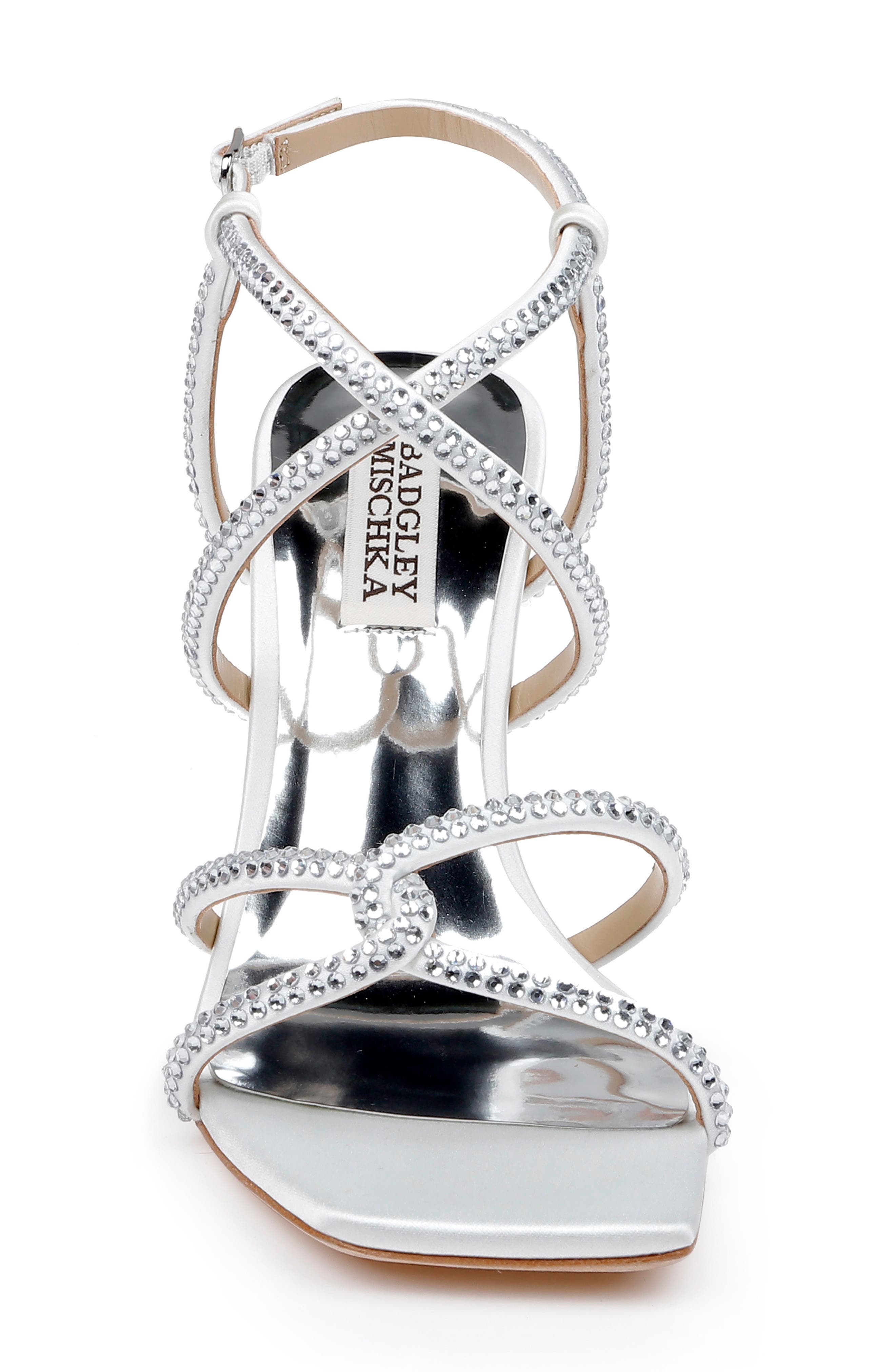 Badgley Mischka Collection Brooke Ankle Strap Sandal, Alternate, color, White Satin