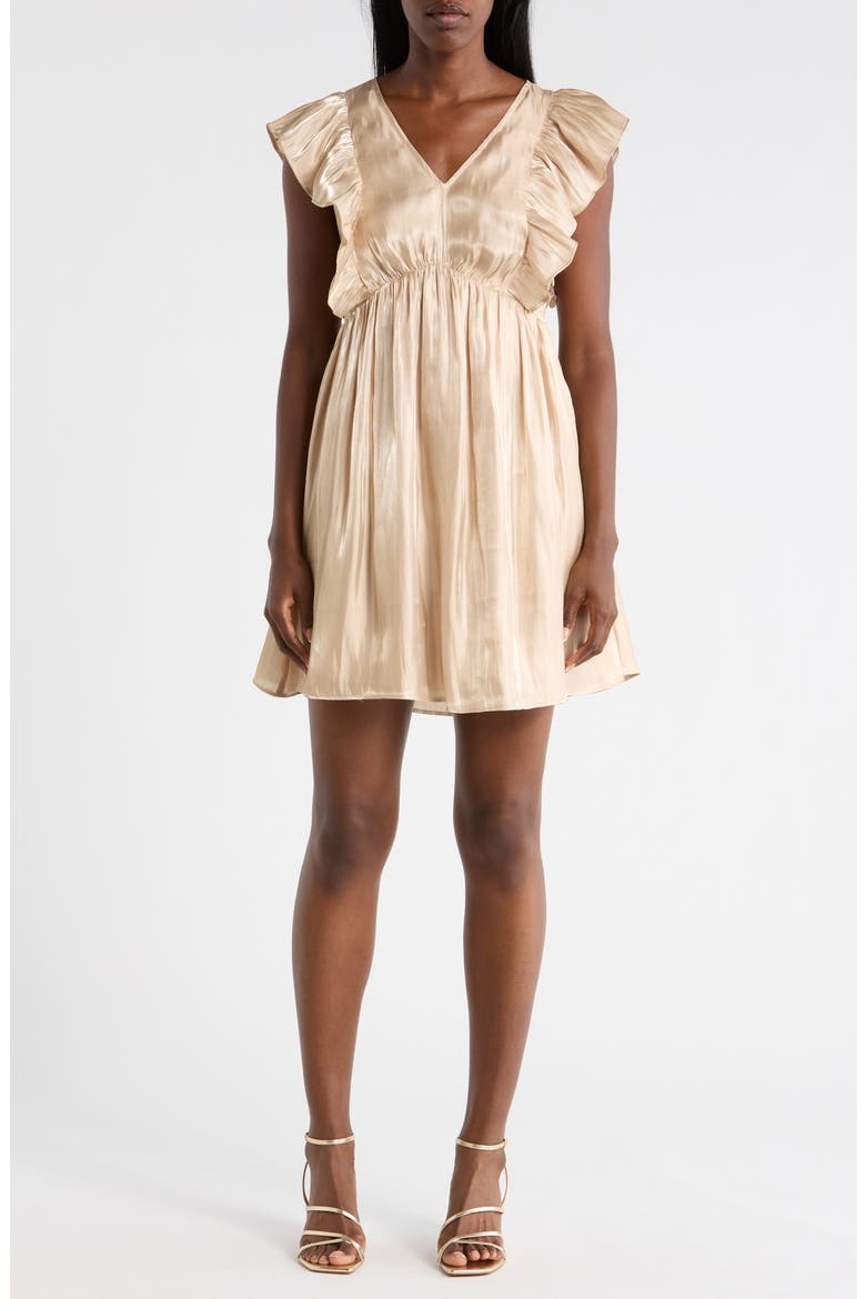Ruffle Babydoll Minidress, Main, color, CHAMPAGNE