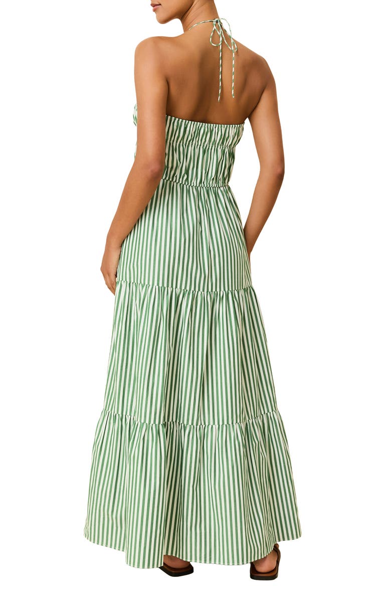 Solid & Striped The Jodie Stripe Halter Neck Maxi Sundress, Alternate, color, Tennis Green