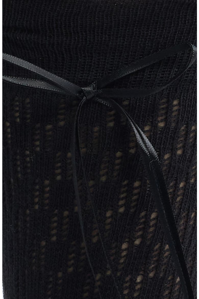 Charma Tie Pointelle Crew Socks, Alternate, color, BLACK