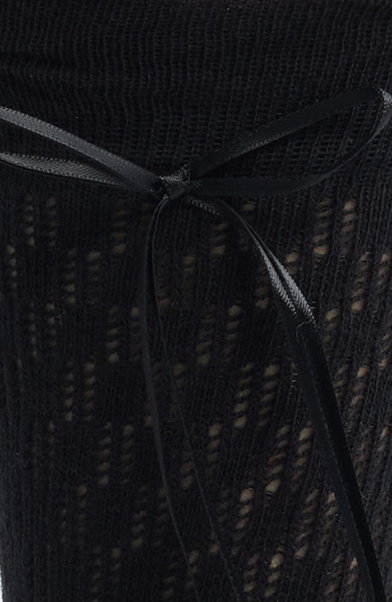 HIGH HEEL JUNGLE Charma Tie Pointelle Crew Socks, Alternate, color, Black