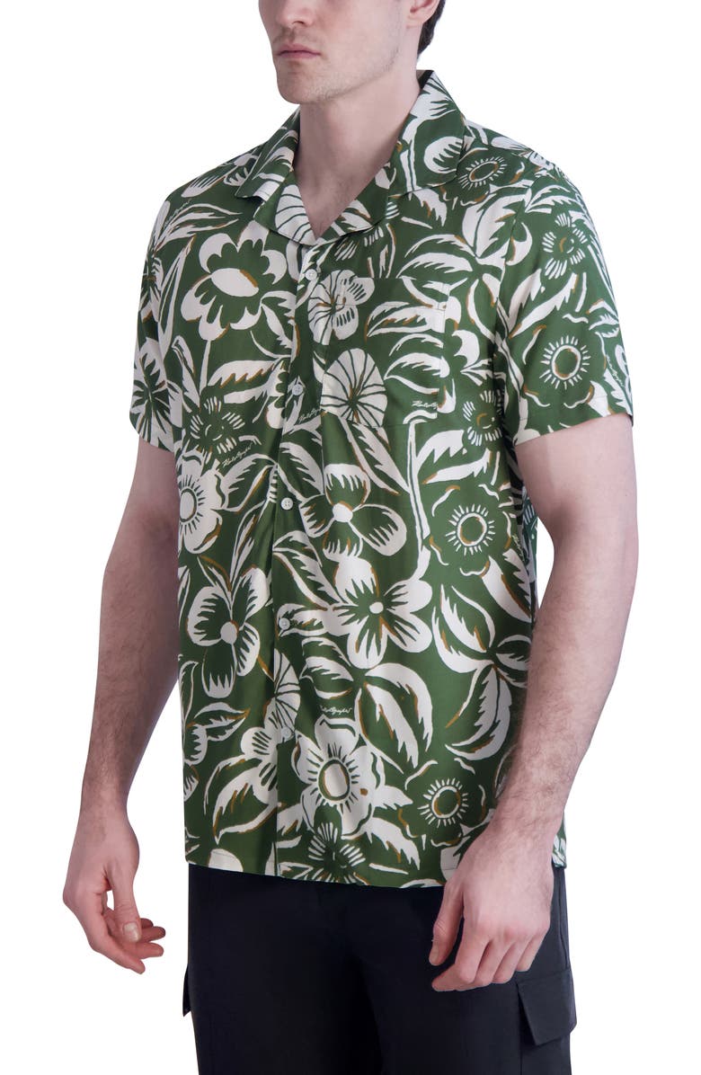 KARL LAGERFELD PARIS Floral Print Short Sleeve Shirt, Alternate, color, 