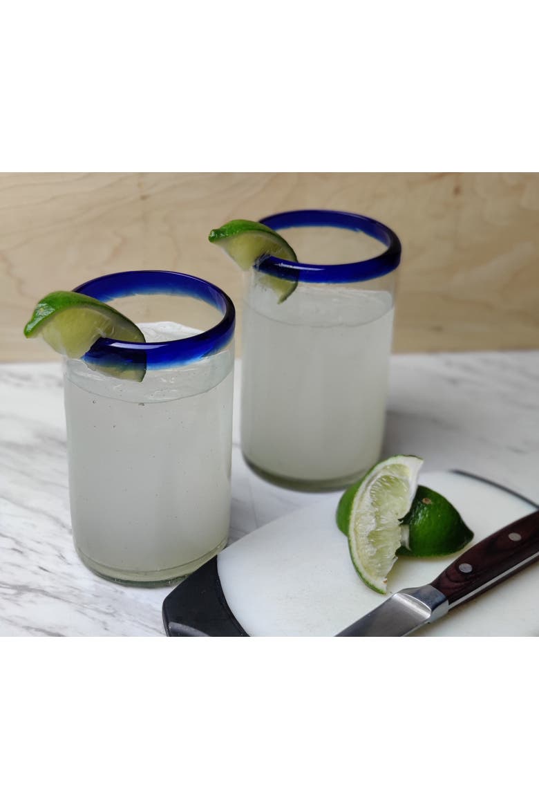 Rim Drinking Glasses - Set of 6, Alternate, color, Cobalt Rim