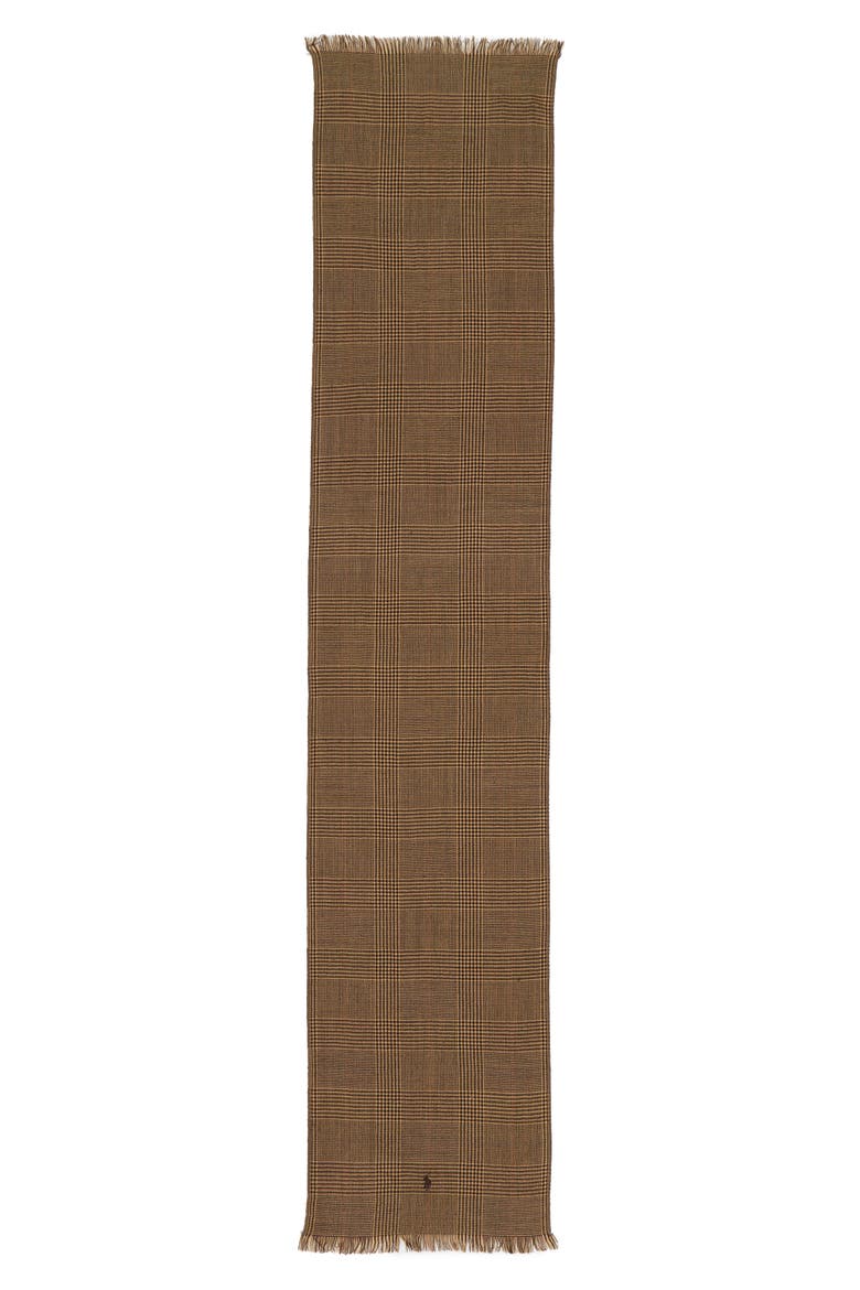 Houndstooth Merino Wool Scarf, Alternate, color, BROWN/ CAMEL