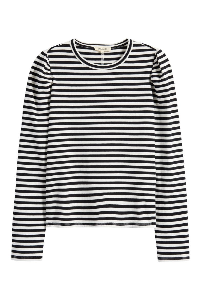 Easy Puff Long Sleeve Stripe Top, Alternate, color, LIGHTHOUSE