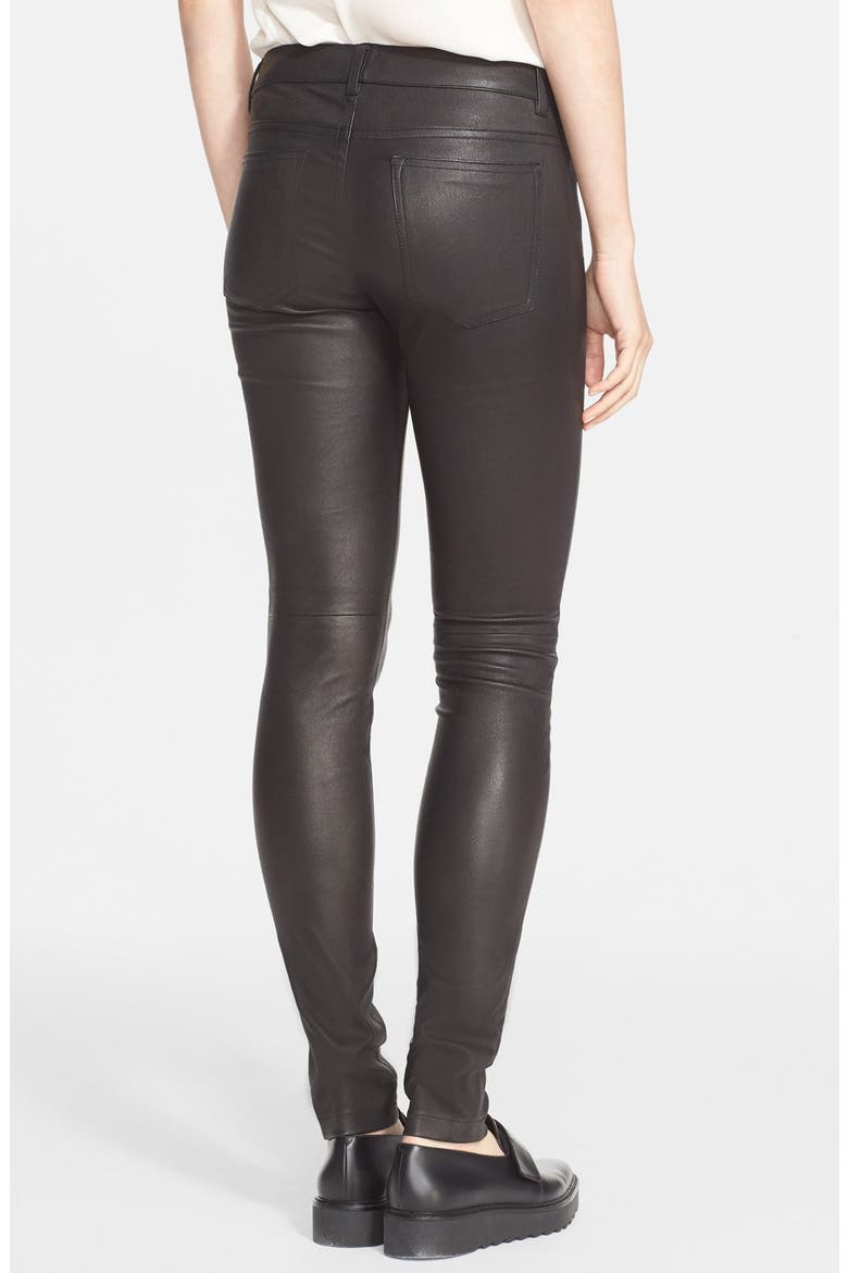 Five-Pocket Leather Pants, Alternate, color, BLACK